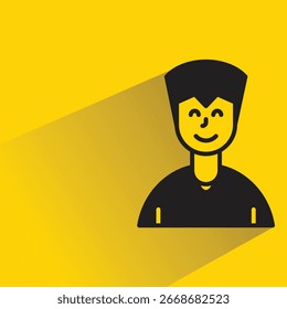 boy student with shadow on yellow background
