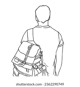 Boy student standing with backpack on his back