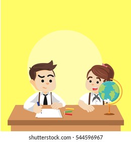 boy student teaching girl student