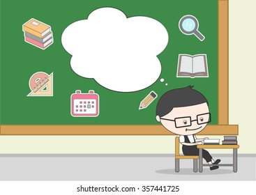 boy student thinking about education