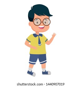 boy student with uniform back to school vector illustration
