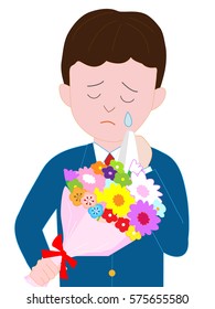 The boy student who is impressed to be blessed, and cries.
