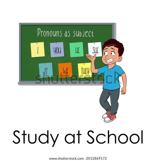 Boy Study School Daily Activity Vector Stock Vector (Royalty Free ...