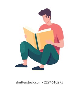 boy studying with book icon isolated