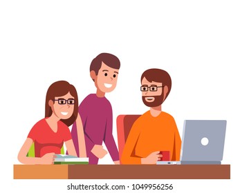 boy studying with his parents cool illustration