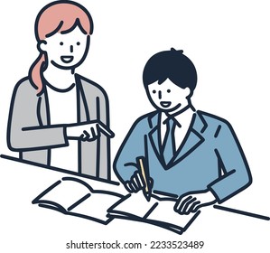 Niño estudiando Ilustración simple del profesor