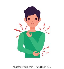 Niño que sufre de alergia picor de ilustración vectorial plana