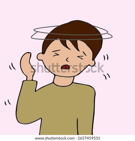 boy suffering from head spin vertigo dizziness light headedness ilustration symptom