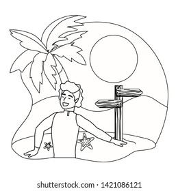 Boy with summer swimwear design