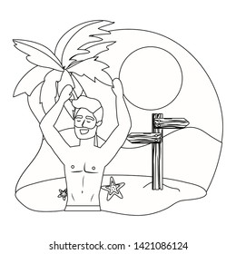 Boy with summer swimwear design