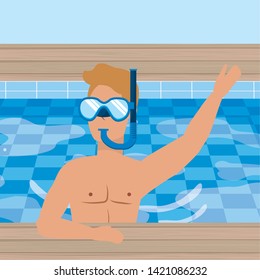 Boy with summer swimwear design