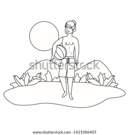 Boy with summer swimwear design