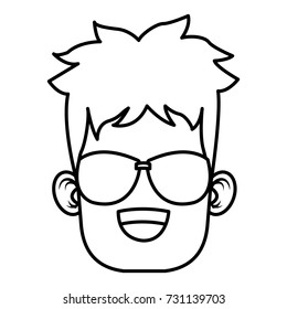 Boy with sunglasses cartoon