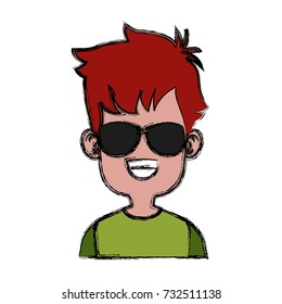 Boy with sunglasses cartoon