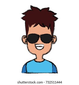 Boy with sunglasses cartoon