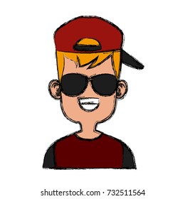 Boy with sunglasses cartoon