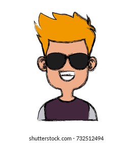 Boy with sunglasses cartoon