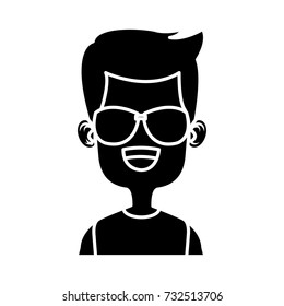 Boy with sunglasses cartoon