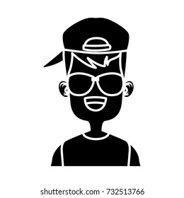 Boy with sunglasses cartoon