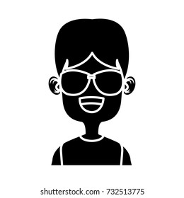Boy with sunglasses cartoon