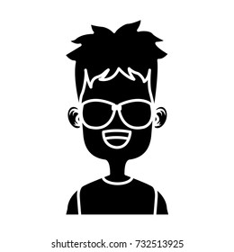 Boy with sunglasses cartoon