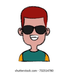 Boy with sunglasses cartoon