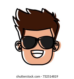 Boy with sunglasses cartoon
