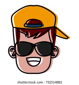 Boy with sunglasses cartoon