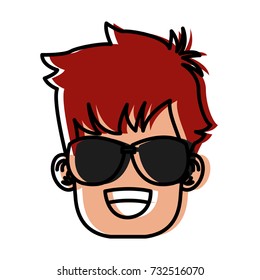 Boy with sunglasses cartoon