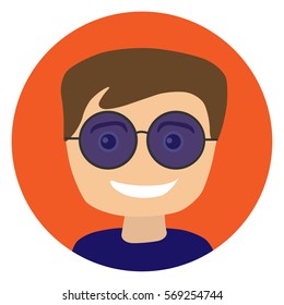 Boy with sunglasses portrait. Vector illustration. 