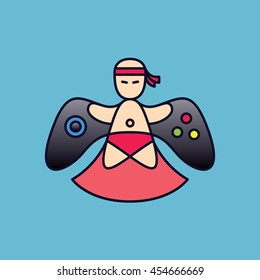 boy superhero in flat line style vector illustration