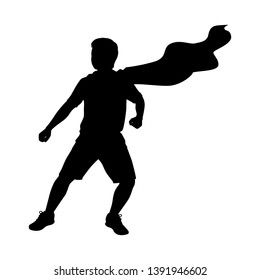The boy in superhero style silhouette vector