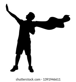The boy in superhero style silhouette vector