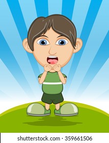 The boy surprised cartoon vector illustration