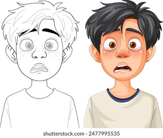 A boy with a surprised expression