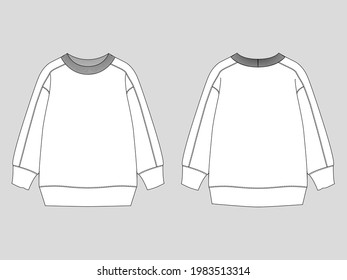 boy sweatshirt technical and artistic drawing. Front and rear view.
