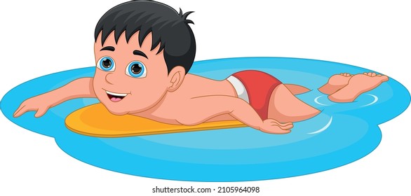 boy swimming cartoon on white background
