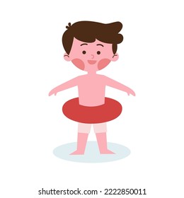 Boy swimming with floater Illustration