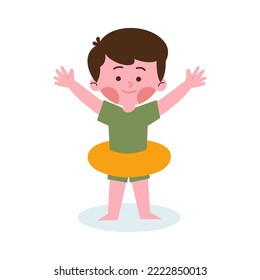 Boy swimming with floater Illustration