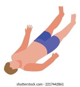 Boy swimming icon isometric vector. Diver swim. Pool sport