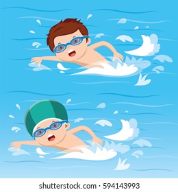 Boy Swimming In The Pool