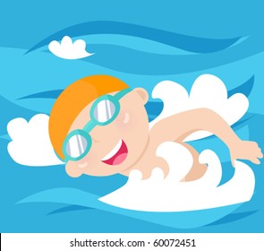 Boy Swimming In The Pool