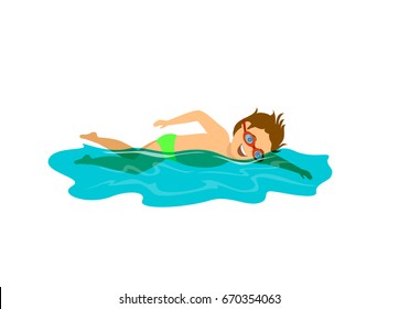 Boy Swimming In A Pool Isolated