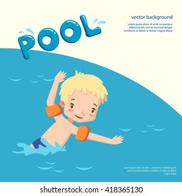 Boy in a swimming pool. vector illustration