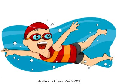 Boy swimming - Vector