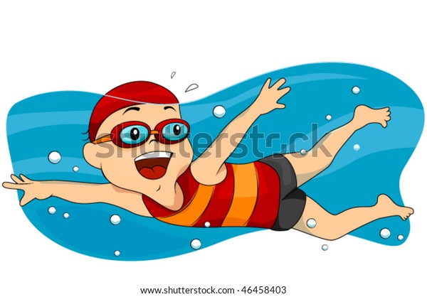 Boy Swimming Vector Stock Vector (Royalty Free) 46458403