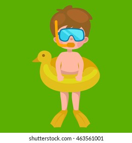 boy in swimsuit isolated, kids summer vacation