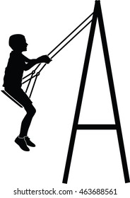 Boy swinging on a swing vector silhouette illustration