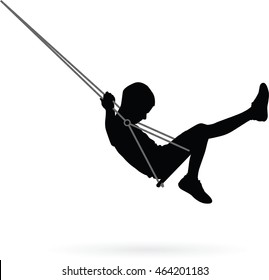 Boy swinging on a swing vector silhouette illustration