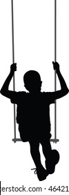 Boy swinging on a swing vector silhouette illustration